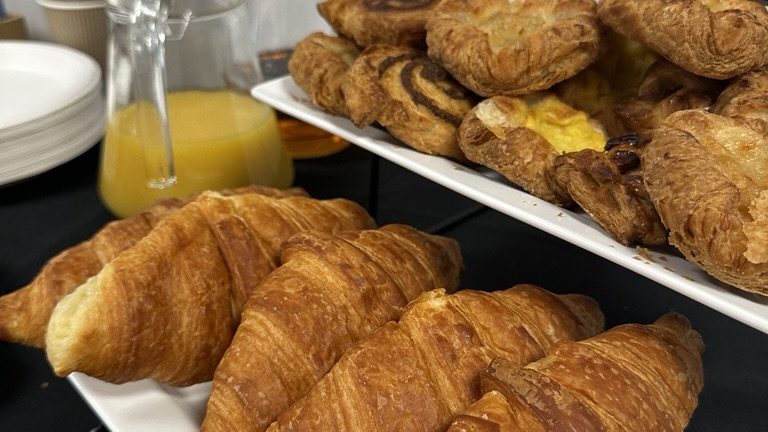 breakfast session with croissants and coffee
