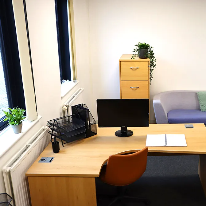 Modern office with plush seating